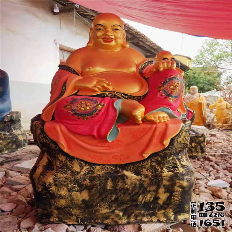 玻璃鋼彩繪大肚子笑佛寺廟供奉十八羅漢雕塑 玻璃鋼彩繪大肚子笑佛寺廟供奉十八羅漢雕塑