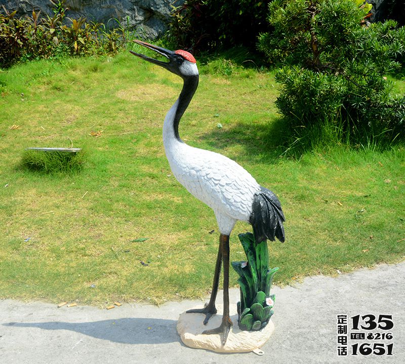 戶(hù)外玻璃鋼彩繪丹頂鶴雕塑