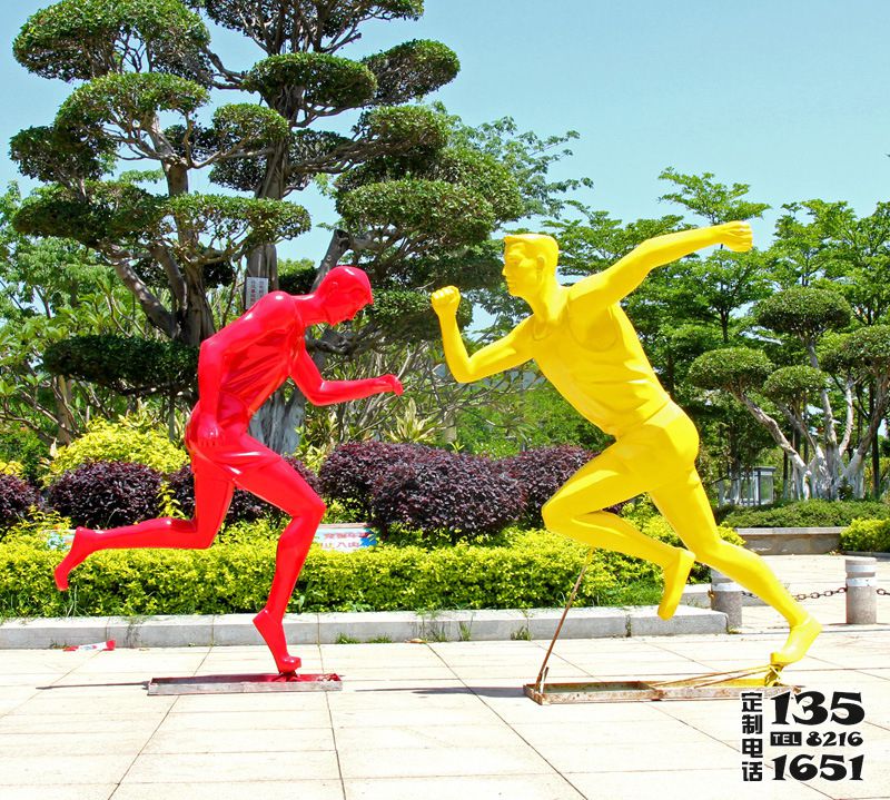 戶外玻璃鋼抽象跑步人物雕塑 戶外玻璃鋼抽象跑步人物雕塑