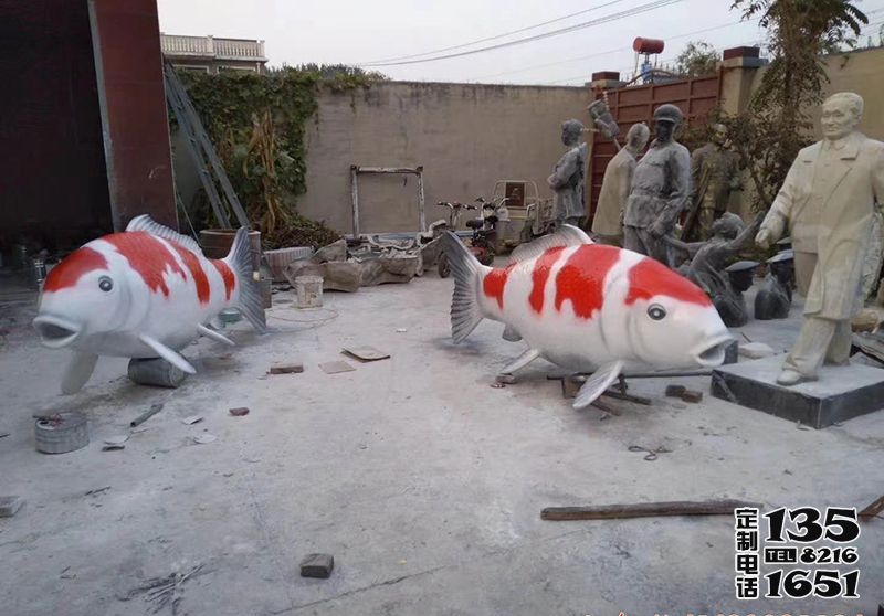 公園景區(qū)創(chuàng)意玻璃鋼彩繪仿真魚(yú)雕塑