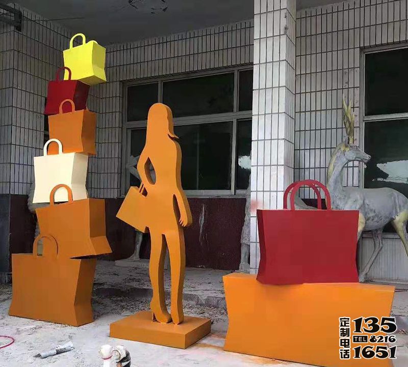 玻璃鋼抽象購物女郎商場人物美陳擺件雕塑 玻璃鋼抽象購物女郎商場人物美陳擺件雕塑