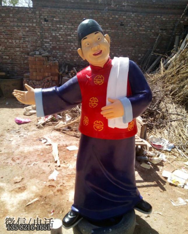 戶外園林?jǐn)[件玻璃鋼彩繪迎賓人物雕塑 戶外園林?jǐn)[件玻璃鋼彩繪迎賓人物雕塑